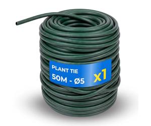 Manguera Encuadernación DOJA Barcelona - Ø5mm x 50m para Unir Plantas Jardin Flexible para Arboles de Jardín, Gran Versatilidad, Tutores para Tomateras, Atar Tallos, Fácil de Usar, Verde