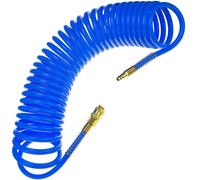 Manguera de aire comprimido en espiral SP-PU 10 m, manguera de aire comprimido 8/12 mm de poliuretano, presión máxima de 10 bar, con protección contra torceduras y acoplamiento rápido, adecuado para