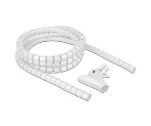 Manguera espiral Delock con herramienta de retracción 2,5 m x 20 mm blanco