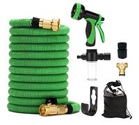 Manguera Extensible 15m/30m/45m de Jardín con 3Capas de Núcleo de Látex Natural con 9 Modos de riego Manguera antifugas y anticorrosiva para Rociar el Césped, Limpiar Autos (15M)