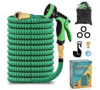 Manguera Extensible 30M, Manguera Jardín Retráctil 10 Modos, Manguera Agua TPE Reforzado 2500D, Conector Metal Antigoteo, para Jardín Grande, Lavado Coche Casa (10M a 30M)