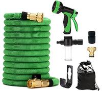 Manguera extensible de 15 m/30 m/45 m con 3 capas de núcleo de látex natural, con 9 modos de riego, antifugas y anticorrosión para rociar césped, limpiar coches (45 m)