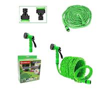 Manguera Extensible de Jardín 7.5 m | Ultra Resistente y Ligera | 8 Posiciones de Riego | Conector Universal Compatible con Grifos 1/2 y ¾ | Color Verde |Fácil Instalación (15m-longitud)