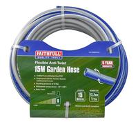 Manguera flexible antitorsión Faithfull NTS de 15 m (49 pies) y 12,7 mm (1/2 pulg.) de diámetro - PVC de 5 capas, malla reforzada NTS, resistente a torceduras y enroscamientos