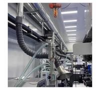 Manguera flexible articulada extractora de humos con capucha para soldadura, soldadura, laboratorio, grabador láser, 2,5 m de largo, conducto gris de recogida de polvo