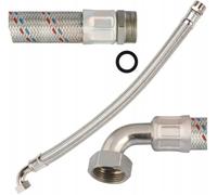 Manguera flexible de 100 cm - 1 pulgada - para conducto de agua y calentador - caucho EPDM - rosca de acero inoxidable - conexión giratoria de latón