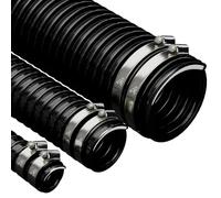 Manguera flexible de PVC corrugado negro de 50 mm x 1 metro con 2 clips de tubo