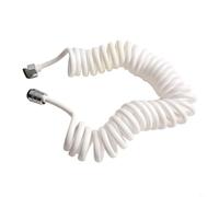 Manguera flexible en espiral de ducha, material de poliuretano, diseño de resorte telescópico, ligero, antiestiramiento, tubo a prueba de explosiones, 5 m, gris y blanco, instalación sin herramientas