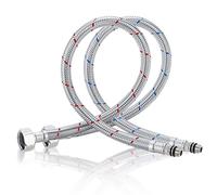Manguera Grifo Cocina latiguillos de Fontanería Trenzada de Acero Inoxidable Flexible 2 piezas G3/8 x M10 Universal Tubo Ducha Flexible 60cm Latiguillo Griferia Baño, para Cocinas, Baños (Rojo y Azul)