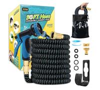 Manguera Jardin Extensible 30M, Manguera Extensible con Pistola Riego de 10 Funciones, Mangeras Jardineria Flexible con 3/4" 1/2" Conector, Garden Hose, para Jardín, Terraza, Huerto,Campo (30M/100ft)