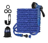 Manguera Jardin Extensible 7.5 m/15 m/22.5m/30 m Metros, Manguera Flexible Jardín con Pistola Rociadora 7 Funciones, Garden Hose, (Blue,75FT-22.5M)