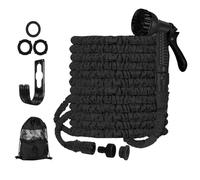 Manguera Jardin Extensible 7.5 m/15 m/22.5m/30 m Metros, Manguera Flexible Jardín con Pistola Rociadora 7 Funciones, Garden Hose, (Black,50FT-15M)