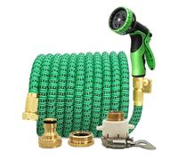 manguera jardin Manguera de agua jardín Conector metal doble alta presión Tuberías for Riego granja Lavado autos(Green black kit,50FT-15M)