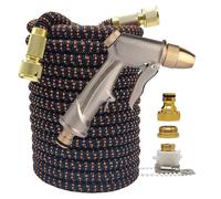 manguera jardin Manguera de jardín extensible for coche lavado a alta presión, boquilla tubería riego Flexible 2,5-30 metros for granja y casa al aire libre(Hose with Nozzle 2,100ft)