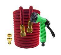 Manguera mágica expandible de alta presión, tubo agua Flexible, pulverizador multifuncional, herramienta riego for jardín y hogar, 25-100 pies(Red hose BU,100ft)
