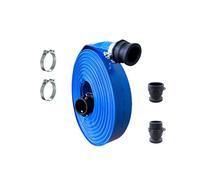 Manguera Plana 6 Bares, con acoples Camlock de PP Tipo A,C,E,F + 2 Abrazaderas Super W1. (25mm T10m)