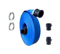 Manguera plana de PVC con acoples Camlock de PP Tipo A,C,E,F + 2 Abrazaderas Super. (25mm T50m)
