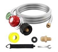 Manguera reguladora de propano ajustable, manguera reguladora de propano ajustable de 5 pies con manómetro 0-30PSI para cocina de gas, acero inoxidable