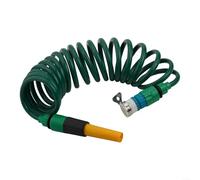 Manguera retráctil en espiral de 5 m/10 m/15 m, manguera de jardín flexible con cabezal pulverizador ajustable y conexión rápida para riego de jardín y lavado de coches (5 m)