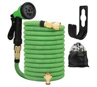 Manguera Riego Flexible Anti-enredos, Manguera de agua for jardín extensible con doble conector metálico, carrete PVC alta presión, tuberías riego jardines(Green,100FT-30M Extended)