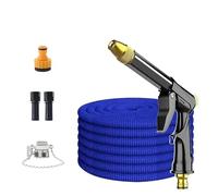 Manguera Riego Flexible Anti-enredos, Manguera de jardín flexible y expandible calidad, boquilla alta presión, pistola rociadora, manguera for lavado autos(Blue no foam pot,100ft)