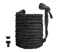 Manguera Riego Flexible Anti-enredos, Manguera de lavado autos alta presión, extensible, for riego jardín, multifunción, limpieza jardinería(Black,175ft)