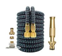 Manguera Riego Flexible Anti-enredos, Pistola de agua flexible extensible for jardín, triple expansión, lavado autos(100ft)