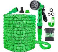 Mangueras 100ft / 30m, Con Pistola De Chorro De Agua De Modo 7, Pistola De Chorro De Mangueras Expandibles, Cubo De Mangueras De JardíN Con Conector RáPido, TuberíA De Agua MáGica (Verde)
