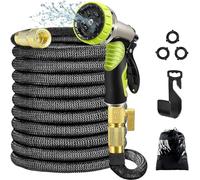 Mangueras de Jardín Extensible 30M/100FT, Manguera Jardín con Conectores Latón Sólido, 9 Funciones Pulverizador Agua Mangueras Extensible para Limpiar Jardín, Coches, Animales y Riego