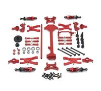 Mangueta dirección para WLtoys A959 A949 A969 A979 K929 1/18 Actualización Metal Brazo Oscilante, Varillaje Copa Dirección Kit Amortiguador Piezas Coche RC(Red)