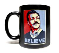 Mangugin Believe - 11oz Ceramic Black Taza - Obras de arte en ambos lados - Funny - Proteccin de caja de espuma de regalo - Inspirado en Ted Lasso
