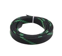 Manguito de Cable 10M 2 4 6 8 10 12mm Braided Cable Sleeve Expandable Tight Insulated Line Protection Wire Wrap Sheath(Black Green,6mm)