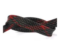 Manguito de Cable 2mm Colorful Braid Sleeve Nylon Snakeskin Mesh Insulate Retractable Shockproof Expandable Wire Protector Cable(Black Red Cross,5 Meters)