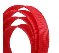 Manguito de Cable Trenzado Funda Trenzada aislada, Funda de Alambre expandible Ajustada 2mm - 50mm, Tubo Malla Nailon ignífugo para Cables(Red,35mm,15 Meters)