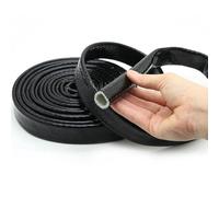 Manguito de fibra de vidrio ignífugo de 5 metros, recubierto de silicona, de 4 a 30 mm for cableado, 300 °C, rojo/negro(Black,10mm)