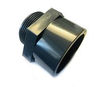 Manguito roscado de PVC-U con rosca exterior, manguito adhesivo de 50 mm a rosca exterior de 1 1/2 pulgadas, ajuste de PVC PN 10 (10 bar) según DIN 8063.