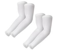 Manguitos 2 Pares, Upf 50+ Refrescante, Anti Uv, De Compresión, Protección Solar, Antideslizantes Para Correr, Ciclismo, Voleibol, Baloncesto (Blanco*2 juegos)