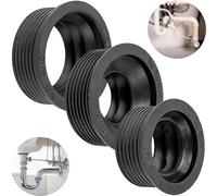Manguitos de goma sifónicos, 3 piezas, NW30/40, NW30/50, NW40/50, para tubo de desagüe DN40 - DN50 interior Ø 40-50 mm y tubo de sifón 1 ¼" - 1 ½" exterior Ø 28-40 mm, tope Ø 55 mm