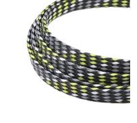 Manguitos para Cable Funda Trenzada expandida de 1/5/20/50 m, Hilo algodón PP, Envoltura Alambre 4, 8 y 12 mm, protección Cables, arnés línea, Funda Cable(Yellow White Grey,12mm,5 Meters)