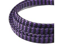 Manguitos para Cable Funda Trenzada expandida de 1/5/20/50 m, Hilo algodón PP, Envoltura Alambre 4, 8 y 12 mm, protección Cables, arnés línea, Funda Cable(Purple Black,12mm,20 Meters)