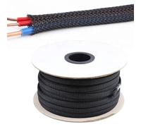 Manguitos para Cable Manguito de Cable Negro Longitud 1/3/5/50/100M Trenzado Aislado Cable protección línea Datos Tubo Nailon ignífugo(100 Meter,8 mm)