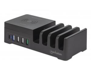Manhattan 102230 Estación de carga Qi Quick 3A USB-C 55W