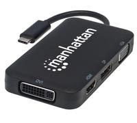 Manhattan USB-C Dock/Hub, Ports (x4): DisplayPort, DVI-I, HDMI or VGA, Note: Onl