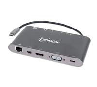 Manhattan 152808 Replicatore Di Porte E Docking Station Per Laptop Cablato Usb 3.2 Gen 1 [3.1 Gen 1] TypE-C Argento (usB-C Dock/hub/reader 8-PorT- -