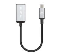 Manhatten - Adaptador USB 3.2 Tipo C a HDMI Macho a HDMI Hembra, convertidor Activo, Aluminio, 15 cm, 4 K @ 60 Hz, Color Negro