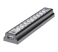 Manhattan 161572 - Hub USB, Negro Hub de escritorio USB 2.0 de 10 pu (Manhattan)