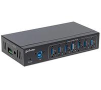 Manhattan 164405 Nodo - Concentrador (USB 3.0 (3.1 Gen 1) Type-B, USB 3.0 (3.1 Gen 1) Type-A, 5000 Mbit/s, Negro, Metal, USB 3.0, FCC, CE, RoHS, WEEE)