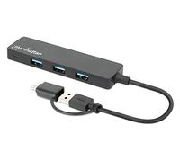 Manhattan 180863 hub di interfaccia USB 3.2 Gen 1 (3.1 Gen 1) Type-A + Type-C 5000 Mbit/s Nero
