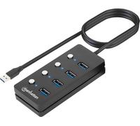 Manhattan 180887 hub di interfaccia USB 3.2 Gen 1 (3.1 Gen 1) Type-A 5000 Mbit/s Nero