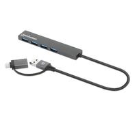 Manhattan 181006 hub di interfaccia USB 3.2 Gen 1 (3.1 Gen 1) Type-A 5000 Mbit/s Grigio